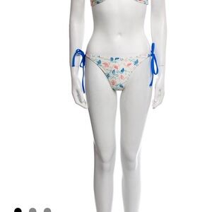 Solid & Striped Bikini with Blue and Pink Flamingos.